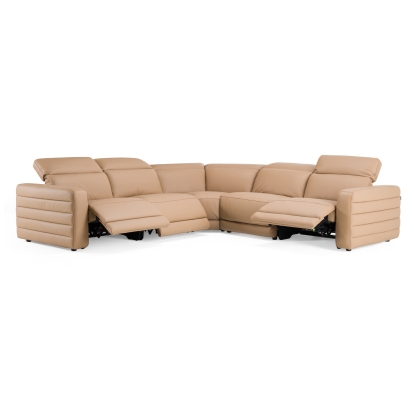 LA Furniture Bianca Modern Brown Leather Sectional Sofa with 3 Recliners VGKV-KM.6361-SECT-MOCHA Contemporary Style by Vig Furnitrue Number 82807 Catch Home Goods