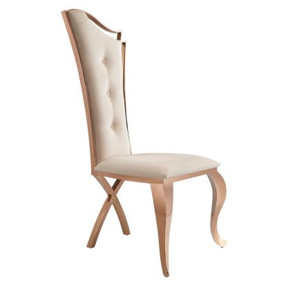 LA Furniture Bonnie Beige Velvet & Rose Gold Dining Chair (Set of 2) VGZAY906-BEI-DC Contemporary Style by Vig Furnitrue Number 79057Z Catch Home Goods