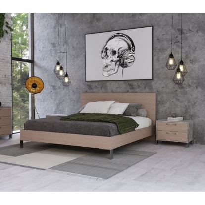 LA Furniture Eastern King Boston Modern Brown Oak & Brushed Stainless Steel Bed VGANBOSTON-BED-EK Contemporary Style by Vig Furnitrue Number 77853 Catch Home Goods
