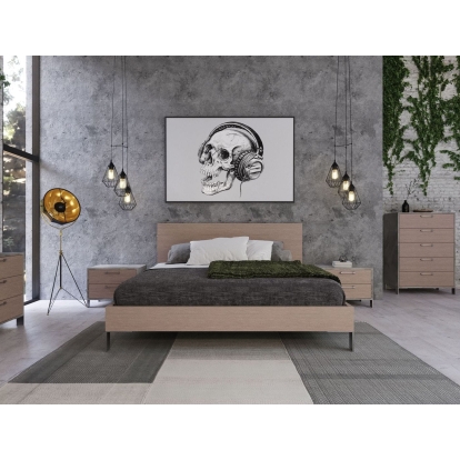 LA Furniture Eastern King Boston Modern Brown Oak & Brushed Stainless Steel Bed VGANBOSTON-BED-EK Contemporary Style by Vig Furnitrue Number 77853 Catch Home Goods