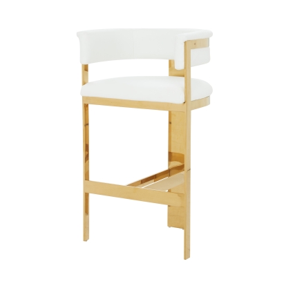 LA Furniture Boswell Modern White + Gold Barstool VGRHBOSWELL-WHT-BS Contemporary Style by Vig Furnitrue Number 79374 Catch Home Goods