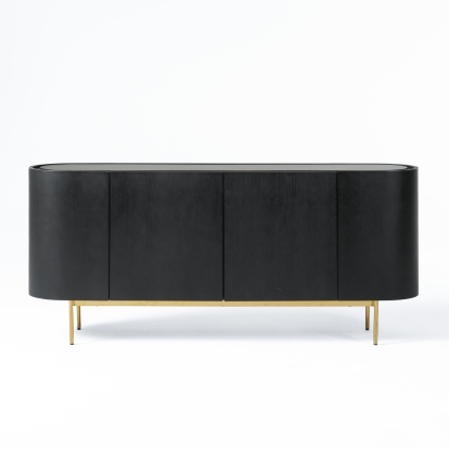 LA Furniture Bowie Mid-Century Modern Black Oak + Brass Buffet VGDWJ9941 Contemporary Style by Vig Furnitrue Number 81000 Catch Home Goods