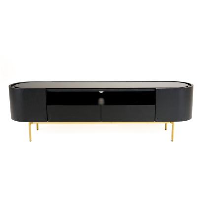 LA Furniture Bowie Mid-Century Modern Black Oak + Brass TV Stand VGDWJ9942 Contemporary Style by Vig Furnitrue Number 81001 Catch Home Goods