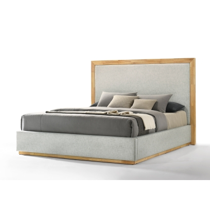 LA Furniture Eastern King Santa Barbara Modern Grey Fabric + Natural Bed VGMABR-152-BED-EK Contemporary Style by Vig Furnitrue Number 81222 Catch Home Goods