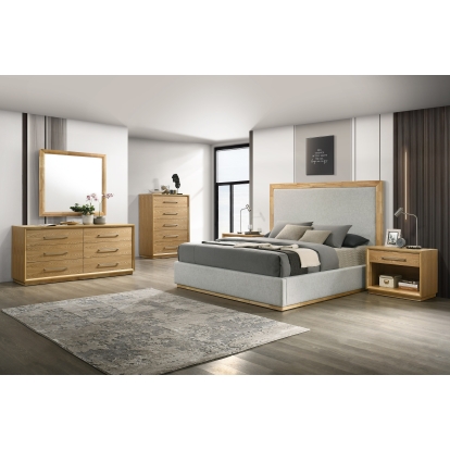LA Furniture Eastern King Santa Barbara Modern Grey Fabric + Natural Bedroom Set VGMABR-152-SET-EK Contemporary Style by Vig Furnitrue Number 81513 Catch Home Goods