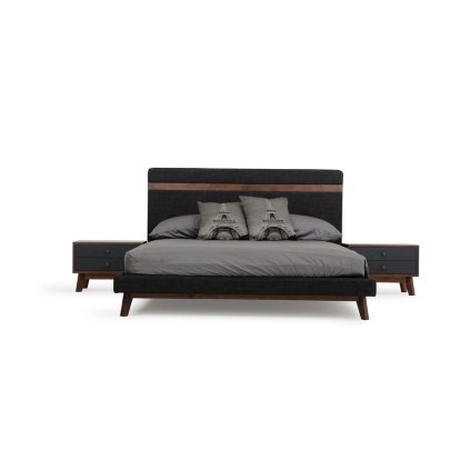 LA Furniture Eastern King Dali Modern Grey Fabric & Walnut Bed VGMABR-31-BED-EK Contemporary Style by Vig Furnitrue Number 73212 Catch Home Goods