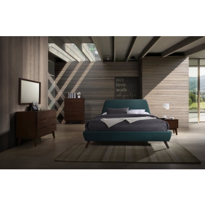 LA Furniture Eastern King Lewis Mid-Century Modern Teal & Walnut Bedroom Set VGMABR-36-SET-EK Contemporary Style by Vig Furnitrue Number 73668 Catch Home Goods