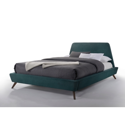 LA Furniture Eastern King Lewis Mid-Century Modern Teal & Walnut Bed VGMABR-36-BED-EK Contemporary Style by Vig Furnitrue Number 73638 Catch Home Goods