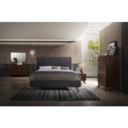 LA Furniture Eastern King Addison Mid-Century Modern Grey & Walnut Bedroom Set VGMABR-38-SET-EK Contemporary Style by Vig Furnitrue Number 73671 Catch Home Goods