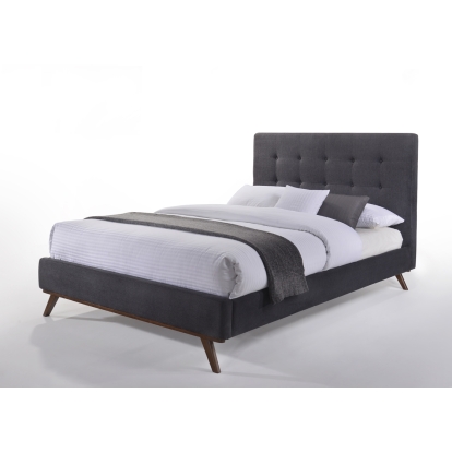 LA Furniture Eastern King Addison Mid-Century Modern Grey Fabric & Walnut Bed VGMABR-38-BED-EK Contemporary Style by Vig Furnitrue Number 78263 Catch Home Goods