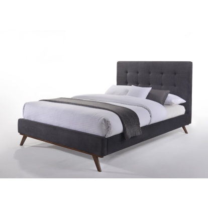 LA Furniture Eastern King Addison Mid-Century Modern Grey Fabric & Walnut Bed VGMABR-38-BED-EK Contemporary Style by Vig Furnitrue Number 78263 Catch Home Goods