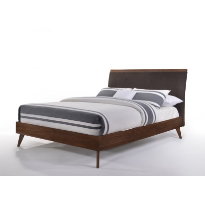 LA Furniture Eastern King Marshall Mid-Century Modern Brown Fabric & Walnut Bed VGMABR-39-BED-EK Contemporary Style by Vig Furnitrue Number 73649 Catch Home Goods