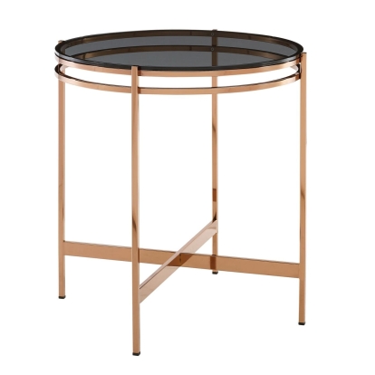 LA Furniture Bradford Modern Smoked Glass & Rosegold Small End Table VGEWCT1011-1AA-ET Contemporary Style by Vig Furnitrue Number 78010 Catch Home Goods