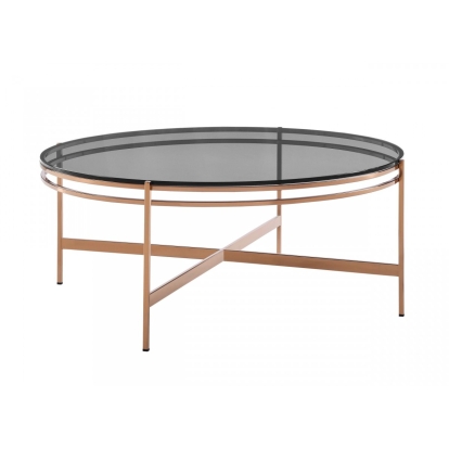 LA Furniture Bradford Modern Smoked Glass & Rosegold Coffee Table VGEWCT1011-3AA-CT Contemporary Style by Vig Furnitrue Number 78417 Catch Home Goods