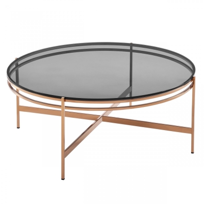LA Furniture Bradford Modern Smoked Glass & Rosegold Coffee Table VGEWCT1011-3AA-CT Contemporary Style by Vig Furnitrue Number 78417 Catch Home Goods