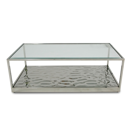 LA Furniture Braxton Contemporary Clear Wave Glass Coffee Table VGGMCT-1676-CT Contemporary Style by Vig Furnitrue Number 81013 Catch Home Goods