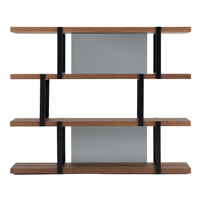 LA Furniture Brewer Modern Walnut & Black Bookshelf VGBBMQ2001SF-BLK Contemporary Style by Vig Furnitrue Number 78413 Catch Home Goods