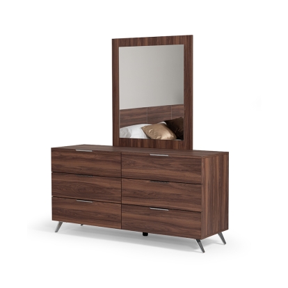 LA Furniture Brooklyn Italian Modern Walnut Mirror VGACBROOKLYN-MIR Contemporary Style by Vig Furnitrue Number 76001 Catch Home Goods