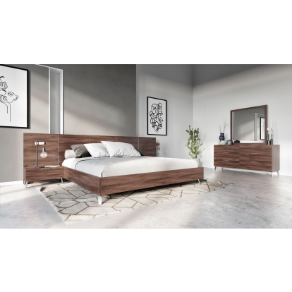 LA Furniture Eastern King Brooklyn Italian Modern Walnut Bed Set VGACBROOKLYN-SET-EK Contemporary Style by Vig Furnitrue Number 77604 Catch Home Goods