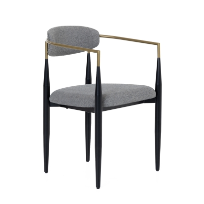 LA Furniture Buchtel Mid-Century Modern Medium Grey + Gold Arm + Black Dining Chair VGDW-J1312-MEDGRY Contemporary Style by Vig Furnitrue Number 82087 Catch Home Goods