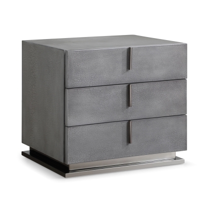LA Furniture Buckley Modern Cracked Grey 3-Drawer Nightstand VGVC-N2003-GRY Contemporary Style by Vig Furnitrue Number 77428 Catch Home Goods
