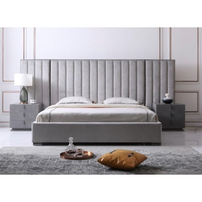 LA Furniture Califonia King Buckley Modern Grey & Black Stainless Steel Bed with Nightstands VGVC2003-BED-CK Contemporary Style by Vig Furnitrue Number 78266 Catch Home Goods