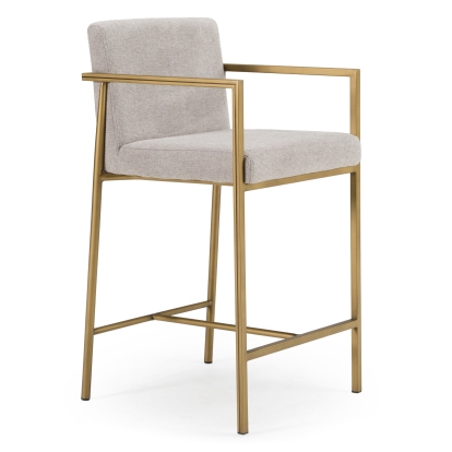LA Furniture Burnham- Contemporary Light Grey Fabric + Brass Counter Stool VGGA-6960CH-C-CS Contemporary Style by Vig Furnitrue Number 79960 Catch Home Goods