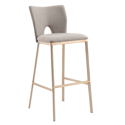 LA Furniture Burton Glam Greige Fabric + Brass Bar Stool (Set of 2) VGGAGA-6527CH-BS Contemporary Style by Vig Furnitrue Number 79514Z Catch Home Goods