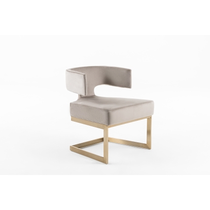 LA Furniture Calvo Modern Off-White Velvet & Brass Dining Chair VGVCB897A-OWHT Contemporary Style by Vig Furnitrue Number 75107 Catch Home Goods