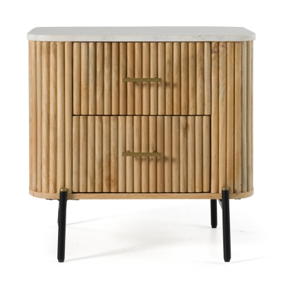 LA Furniture Cambridge White Marble & Mango 2 Drawer Nightstand VGED-RID104711 Contemporary Style by Vig Furnitrue Number 82266|82266A Catch Home Goods