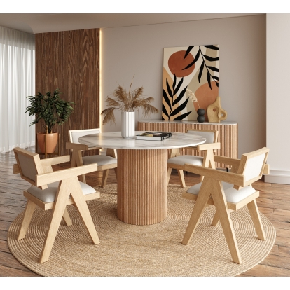 LA Furniture Cambridge White Marble & Mango Round Dining Table VGEDRID112011-RNDDT Contemporary Style by Vig Furnitrue Number 80527 Catch Home Goods