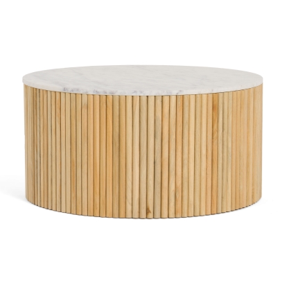 LA Furniture Cambridge White Marble & Mango Round Coffee Table VGEDRID108008-CT Contemporary Style by Vig Furnitrue Number 80529|80529A Catch Home Goods