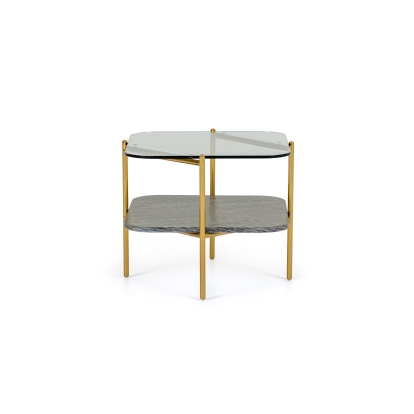 LA Furniture Cari Glam Gold + Glass End Table VGODLZ-247E-GOLD-ET Contemporary Style by Vig Furnitrue Number 79530 Catch Home Goods