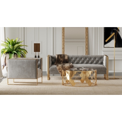 LA Furniture Carlos Modern Grey Velvet & Gold Sofa VGRH-SF-311-T-GRY Contemporary Style by Vig Furnitrue Number 75328 Catch Home Goods