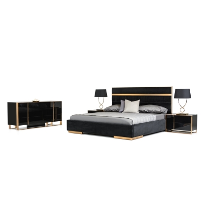 LA Furniture Eastern King Cartier Modern Black & Brushed Bronze Bedroom Set VGVCCARTIER-SET-EK Contemporary Style by Vig Furnitrue Number 72097 Catch Home Goods