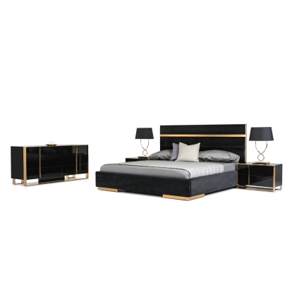 LA Furniture Eastern King Cartier Modern Black & Brushed Bronze Bedroom Set VGVCCARTIER-SET-EK Contemporary Style by Vig Furnitrue Number 72097 Catch Home Goods