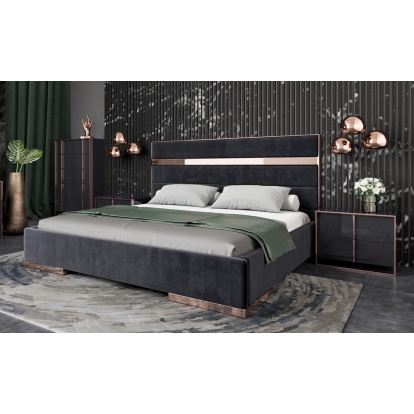 LA Furniture Cartier Modern Black Velvet & Rosegold Bed VGVCBD-A002 Contemporary Style by Vig Furnitrue Number 72098|71987A|77848 Catch Home Goods