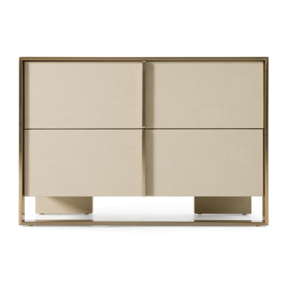 LA Furniture Cartier Modern Beige Shagreen and Brushed Brass Nightstand VGVC-J-A002-N Contemporary Style by Vig Furnitrue Number 80138 Catch Home Goods