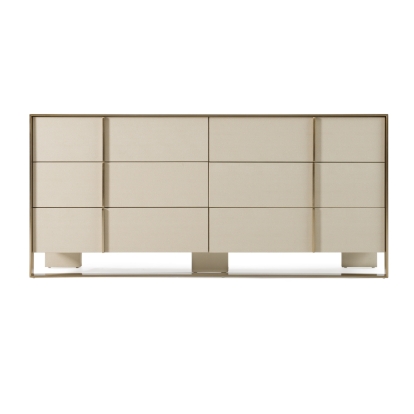 LA Furniture Cartier Modern Beige Shagreen and Brushed Brass Dresser VGVC-J-A002-M Contemporary Style by Vig Furnitrue Number 80139 Catch Home Goods