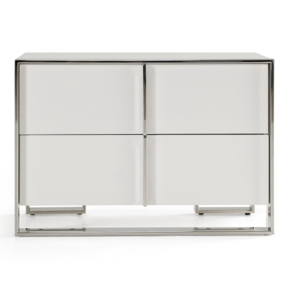 LA Furniture Cartier Modern White + Stainless Steel Nightstand VGVC-NA002-WHT Contemporary Style by Vig Furnitrue Number 81532 Catch Home Goods