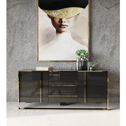 LA Furniture Cartier Modern Black & Rosegold Buffet VGVCG-A002 Contemporary Style by Vig Furnitrue Number 73248 Catch Home Goods
