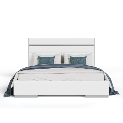 LA Furniture Cartier Modern White Vegan Leather + Stainless Steel Bed VGVC-BDA002-BED-WHT Contemporary Style by Vig Furnitrue Number 81530|81531 Catch Home Goods