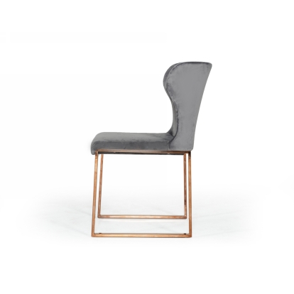 LA Furniture Chadwick Modern Grey Velvet & Rosegold Dining Chair VGHBHN54-GRY Contemporary Style by Vig Furnitrue Number 74892 Catch Home Goods