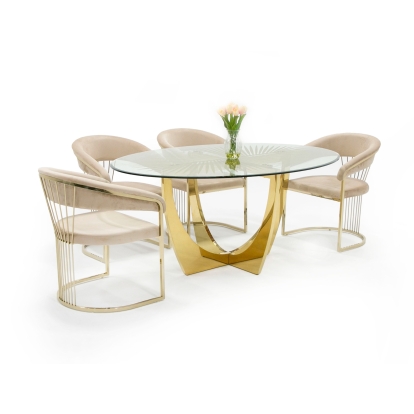 LA Furniture Chambers Glass & Gold Dining Table VGGM-DT-DOLORES-DT Contemporary Style by Vig Furnitrue Number 79741 Catch Home Goods