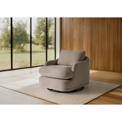 LA Furniture Chantry Modern Grey Sand Fabric Swivel Accent Chair VGKK-KF.8592-CHR-SAND Contemporary Style by Vig Furnitrue Number 83257 Catch Home Goods
