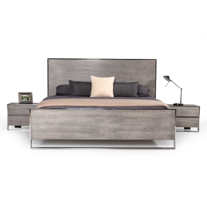 LA Furniture Charlene Modern Grey Elm & Stainless Steel 4-Piece Bedroom Set VGVC-CHARLENE-4PC-SET Contemporary Style by Vig Furnitrue Number 85653|85654 Catch Home Goods