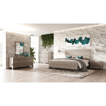LA Furniture Charlene Modern Grey Elm and Stainless Steel Q Bedroom Set VGVC-CHARLENE-SET-queen Contemporary Style by Vig Furnitrue Number 80258 Catch Home Goods