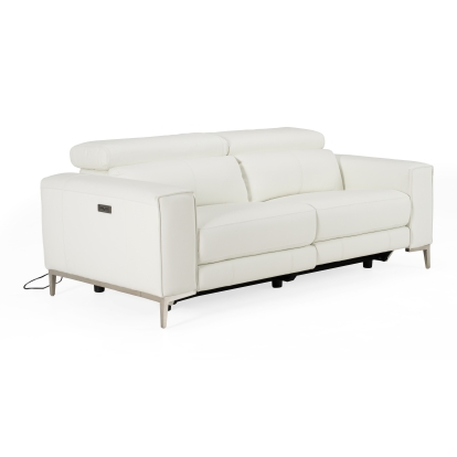 LA Furniture Chignik Modern White Leather Sofa with 2 Recliners VGMB-MB-R318-P2-WHT Contemporary Style by Vig Furnitrue Number 83354 Catch Home Goods
