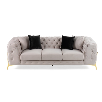LA Furniture Clarice Transitional Light Beige Velvet Sofa VGAH-SF1013-3-BGE Contemporary Style by Vig Furnitrue Number 82502 Catch Home Goods