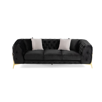 LA Furniture Clarice Transitional Black Velvet Sofa VGAH-SF1013-3-BLK Contemporary Style by Vig Furnitrue Number 82506|83201 Catch Home Goods